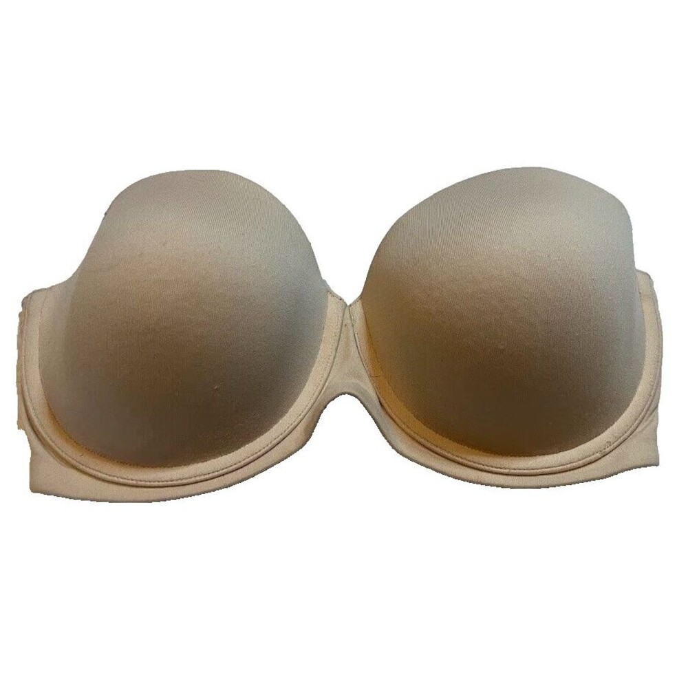 Body by Victoria VS Strapless Bar Sz 34DD Beige Lined Structure Underwire